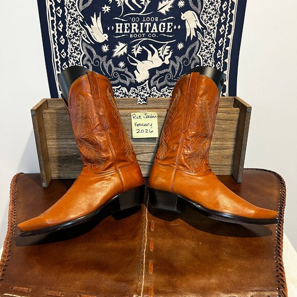 Lucchese Handmade Classics Full Tan Calfskin Cowboy Boots in Men\'s Size 11D